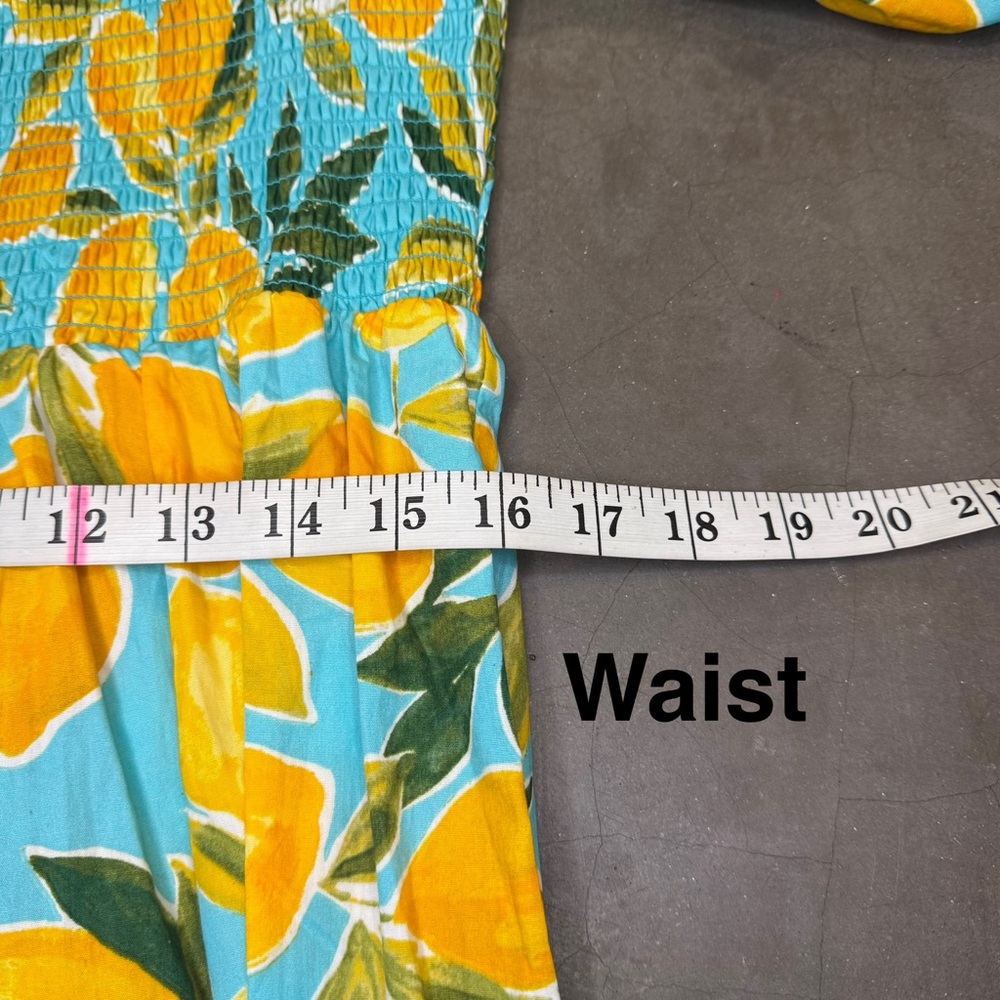 Avara Feeling Zesty Aqua Lemon Print Midi Dress Sz 2X - Picture 6 of 9